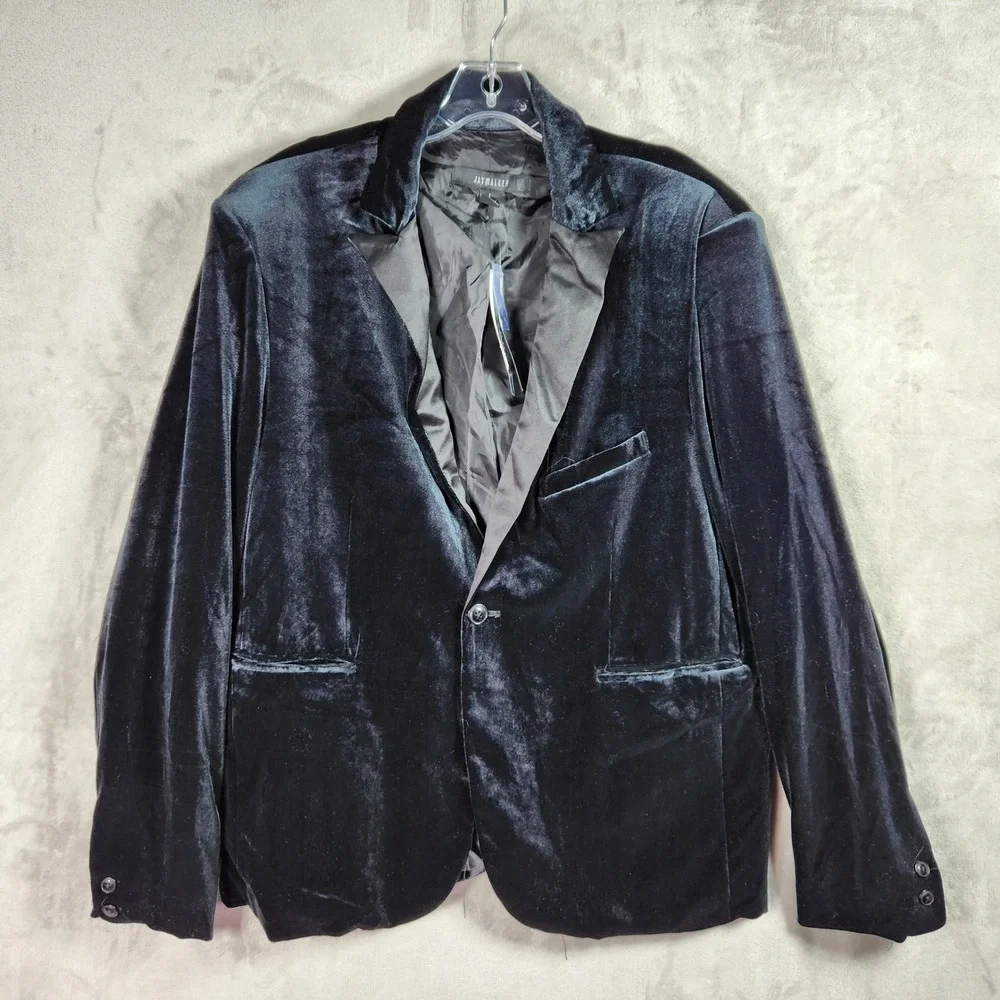 Jaywalker Velvet Suiting Mens Large Black Blazer Jacket Classic Holiday Party